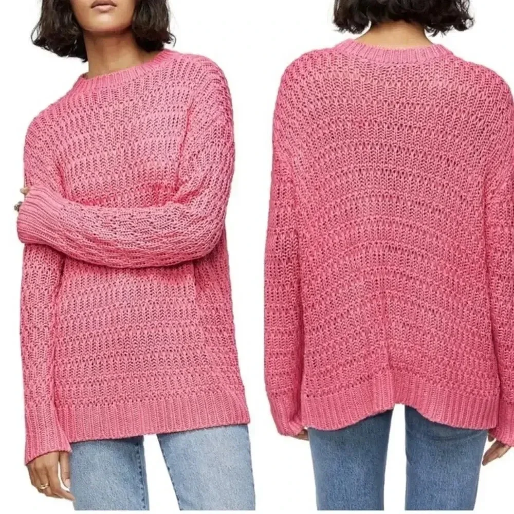 NWT Anine Bing Juliette Loose Knit Pink Sweater S